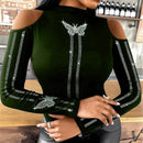 Blusa Feminina Sexy com Pedrarias – Manga Longa