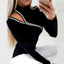 Blusa Feminina Sexy com Pedrarias – Manga Longa