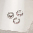3pcs Fashion Love Heart Zircon Open Rings Set for Women Gothic Sweet Girls Geometric Finger Rings Y2K Party Jewelry Accessories