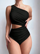 Maiô Monokini com Recortes – Sexy, Um Ombro, Moda Praia