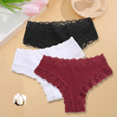 3PCS/Set Sexy Lace Seamless Cotton Brazilian Panties Women Ribbed Intimates Breathable Panties Low Waist Female Cotton Underwear