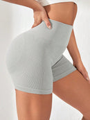 -Border European and American Style Long Pants Sports Shorts Women High Waist Threaded Lift Leggings Body Shaping Fitne