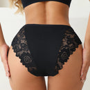 3PCS/Set Black White Khaki Women Cotton Panties Lace Floral Embroidery Briefs Underwear