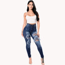 Calça Jeans Feminina Rasgada ANGELTEAR207 – Cintura Alta, Skinny,