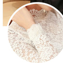 Blusa Feminina de Renda – Manga Longa, Slim Fit, Pulôver, Outono/Inverno