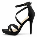 2025 Women Sandals 110mm Velvet Open Toe Ankle Strap Stiletto Strappy High Heels Platform Sandals Party Wedding Dress Sexy Shoes