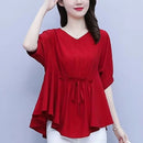 Blusa Feminina Casual COZOK Decote V, Pull Over Solto com Faixa Bandage