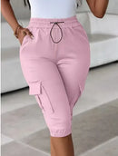 Calça Feminina Casual – Skinny, Cintura Alta com Cordão, Bolsos e Punhos Ajustáveis
