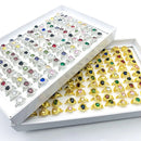 20pcs/Lot Rings For Women Silver Gold Plated Sparkling Cubic Zirconia Stone Fashion Jewelry Set Wholesale