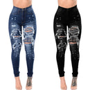 Calça Jeans Feminina Rasgada ANGELTEAR207 – Cintura Alta, Skinny,