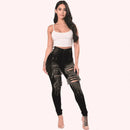 Calça Jeans Feminina Rasgada ANGELTEAR207 – Cintura Alta, Skinny,