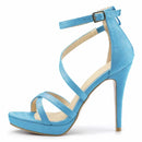 2025 Women Sandals 110mm Velvet Open Toe Ankle Strap Stiletto Strappy High Heels Platform Sandals Party Wedding Dress Sexy Shoes