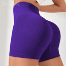 -Border European and American Style Long Pants Sports Shorts Women High Waist Threaded Lift Leggings Body Shaping Fitne