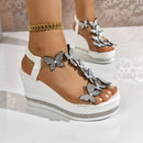 2025 New Women's Butterfly Decorative Summer Wedge Sandals, Open Toed Casual Fashion Vacation Shoes, Party Essential