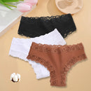 3PCS/Set Sexy Lace Seamless Cotton Brazilian Panties Women Ribbed Intimates Breathable Panties Low Waist Female Cotton Underwear