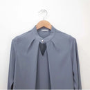 Blusa Feminina de Chiffon – Manga Longa, Slim, Decote Vazado, Sexy e Básica – Primavera/Verão