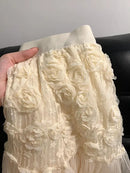 Saia Feminina Wedbleser – Cintura Alta, Renda 3D com Flores, Tule Slimming, Elegante