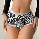 1pcs New Style Panty Letter Print Sexy Women's Boyshort Shiny Charming Female Underpants Soft Comfortable Lady Briefs Underwear