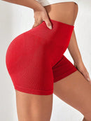 -Border European and American Style Long Pants Sports Shorts Women High Waist Threaded Lift Leggings Body Shaping Fitne