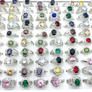 20pcs/Lot Rings For Women Silver Gold Plated Sparkling Cubic Zirconia Stone Fashion Jewelry Set Wholesale