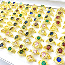 20pcs/Lot Rings For Women Silver Gold Plated Sparkling Cubic Zirconia Stone Fashion Jewelry Set Wholesale