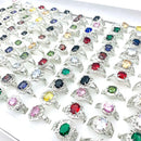 20pcs/Lot Rings For Women Silver Gold Plated Sparkling Cubic Zirconia Stone Fashion Jewelry Set Wholesale