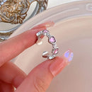 3pcs Fashion Love Heart Zircon Open Rings Set for Women Gothic Sweet Girls Geometric Finger Rings Y2K Party Jewelry Accessories