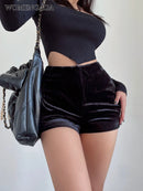 "Shorts Feminino de Veludo Cotelê Cintura Alta – Estilo Inglês, Confortável