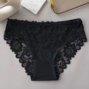 3PCS/Set Black White Khaki Women Cotton Panties Lace Floral Embroidery Briefs Underwear