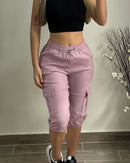 Calça Feminina Casual – Skinny, Cintura Alta com Cordão, Bolsos e Punhos Ajustáveis