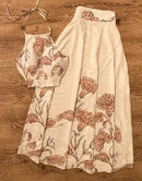 Conjunto Feminino de Saia Maxi com Decote Halter – Estilo Prairie Chic