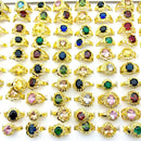 20pcs/Lot Rings For Women Silver Gold Plated Sparkling Cubic Zirconia Stone Fashion Jewelry Set Wholesale