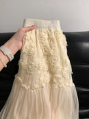 Saia Feminina Wedbleser – Cintura Alta, Renda 3D com Flores, Tule Slimming, Elegante