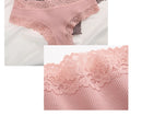 3PCS/Set Sexy Lace Seamless Cotton Brazilian Panties Women Ribbed Intimates Breathable Panties Low Waist Female Cotton Underwear