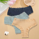 3PCS/Set Sexy Lace Seamless Cotton Brazilian Panties Women Ribbed Intimates Breathable Panties Low Waist Female Cotton Underwear
