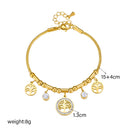 316L Stainless Steel Elegant Gold Color Tree - of - Life Charms Bracelet With Shiny Zircon Stone For Women's Daily Wear