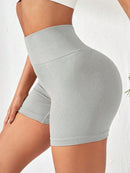 -Border European and American Style Long Pants Sports Shorts Women High Waist Threaded Lift Leggings Body Shaping Fitne