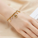 316L Stainless Steel Elegant Gold Color Tree - of - Life Charms Bracelet With Shiny Zircon Stone For Women's Daily Wear