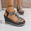 2025 New Women's Butterfly Decorative Summer Wedge Sandals, Open Toed Casual Fashion Vacation Shoes, Party Essential
