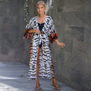 Saída de Praia Feminina de Algodão – Cardigan com Cinto, Proteção Solar