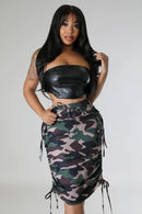 Saia Midi Feminina Camuflada – Versátil e Fashion, Poliéster de Alta Qualidade