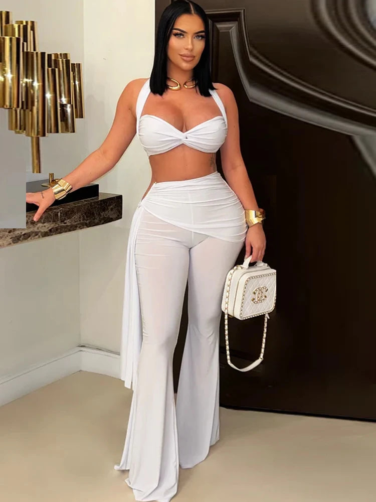 conjunto Feminino Beyprern – Top Cropped Torcido e Calça Pantalona com Alças Longas, Detalhe Frufru, Metalizado, Ideal para Baladas  Se quiser, posso criar 3 a 5 variações de título ainda mais chamativ