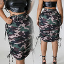 Saia Midi Feminina Camuflada – Versátil e Fashion, Poliéster de Alta Qualidade