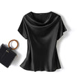 Blusa Feminina ZANZEA – Cetim Brilhante com Decote Cowl, Manga Curta Elegante e Casual