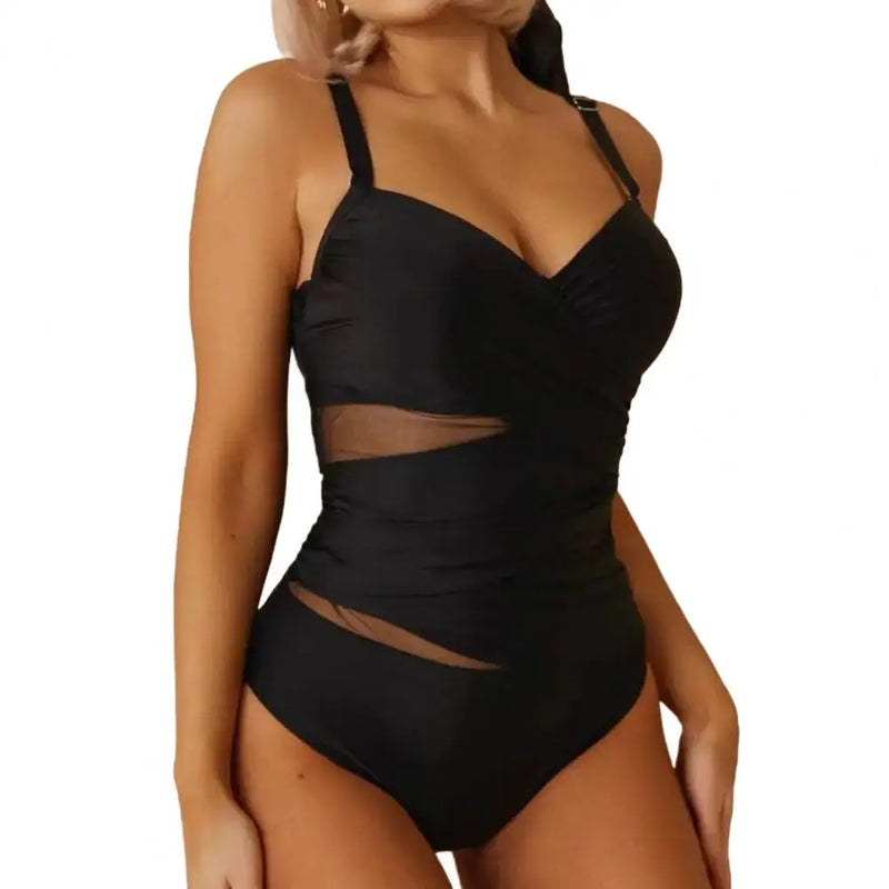 Maiô Feminino Elegante – Tela, Ajustável, Controle de Barriga,