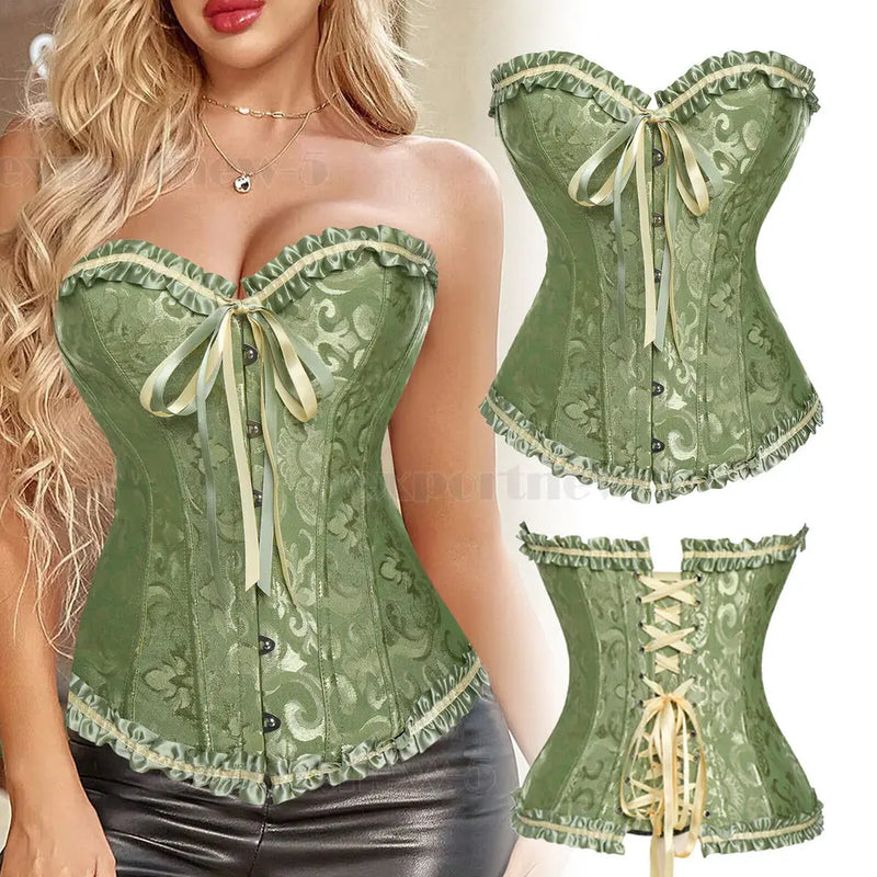 op Feminino Corset Bustier – Sexy, Amarração com Barbatanas, Bodyshaper, Estilo Club, Flora