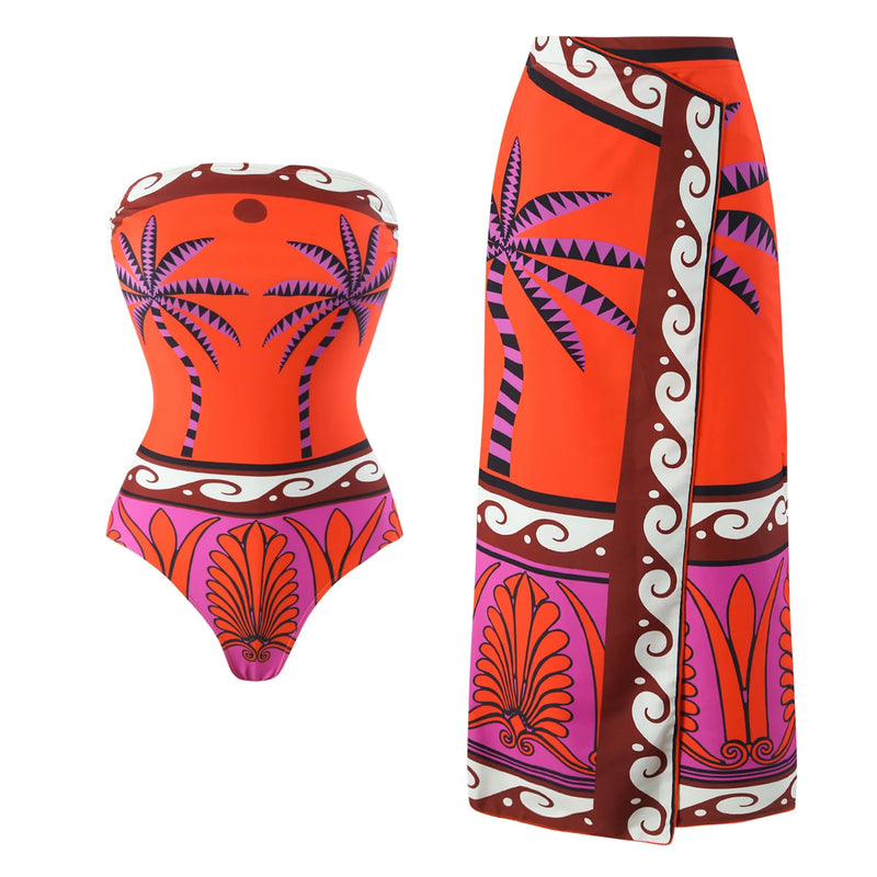 Maiô com Saia Feminino – Moda Praia, Monokini Sexy, Body de Banh