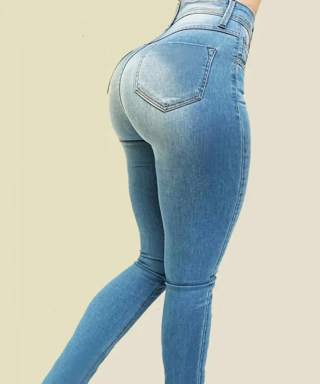 Calça Jeans Feminina Slim Fit – Tipo Lápis, Bolsos e Algodão com Elasticidade