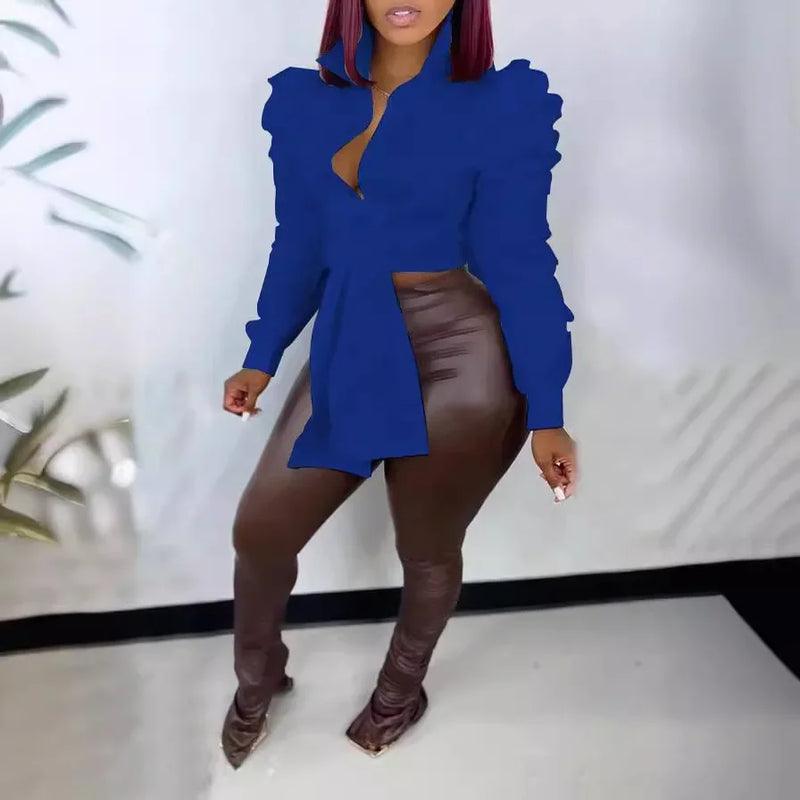 blusa Feminina M3004 – Decote V, Manga 3/4, Casual, Amarração Frontal