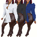 blusa Feminina M3004 – Decote V, Manga 3/4, Casual, Amarração Frontal